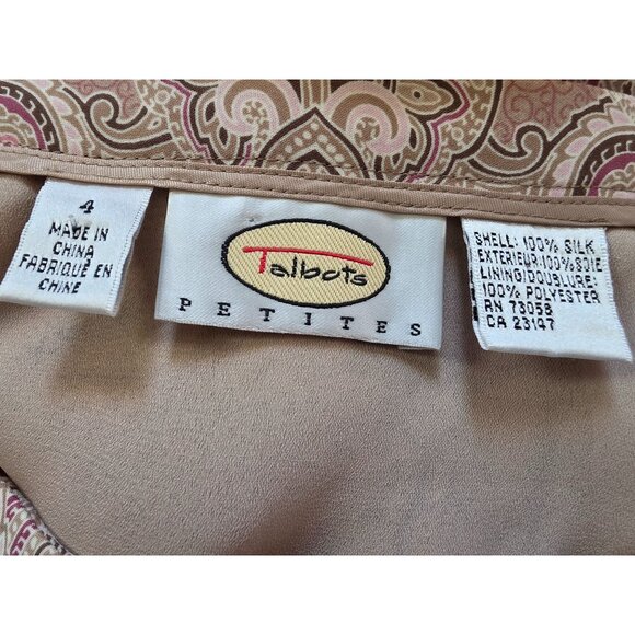 Talbots Petites Size 4 Silk Midi Skirt Paisley Print - Picture 4 of 6